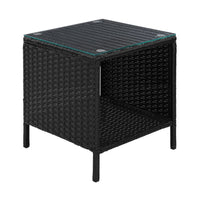 Gardeon Coffee Side Table Wicker Desk Rattan Outdoor Furniture Garden Black Furniture Kings Warehouse 