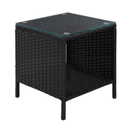 Gardeon Coffee Side Table Wicker Desk Rattan Outdoor Furniture Garden Black Furniture Kings Warehouse 