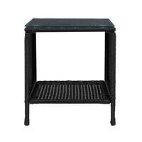 Gardeon Coffee Side Table Wicker Desk Rattan Outdoor Furniture Garden Black Furniture Kings Warehouse 