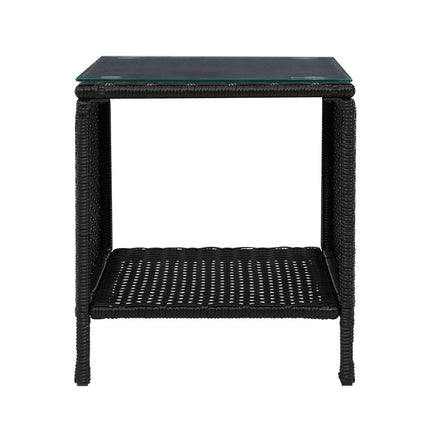 Gardeon Coffee Side Table Wicker Desk Rattan Outdoor Furniture Garden Black Furniture Kings Warehouse 
