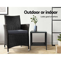 Gardeon Coffee Side Table Wicker Desk Rattan Outdoor Furniture Garden Black Furniture Kings Warehouse 