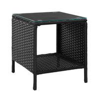 Gardeon Coffee Side Table Wicker Desk Rattan Outdoor Furniture Garden Black Furniture Kings Warehouse 