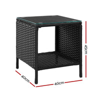 Gardeon Coffee Side Table Wicker Desk Rattan Outdoor Furniture Garden Black Furniture Kings Warehouse 