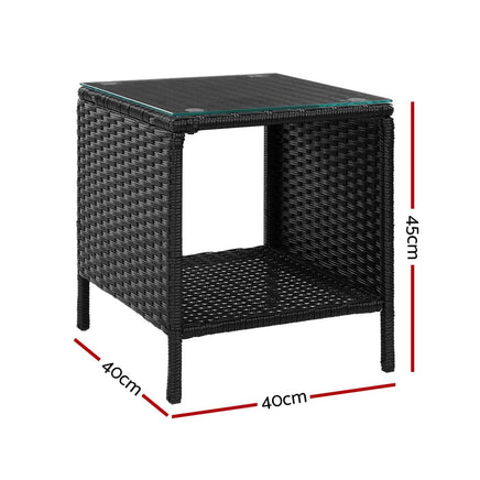 Gardeon Coffee Side Table Wicker Desk Rattan Outdoor Furniture Garden Black Furniture Kings Warehouse 