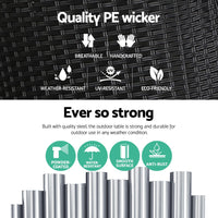 Gardeon Coffee Side Table Wicker Desk Rattan Outdoor Furniture Garden Black Furniture Kings Warehouse 