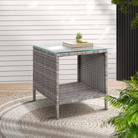 Gardeon Coffee Side Table Wicker Desk Rattan Outdoor Furniture Garden Grey Furniture Kings Warehouse 