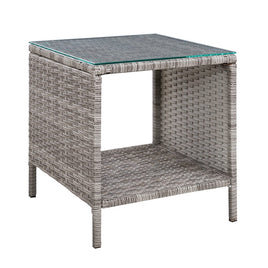 Gardeon Coffee Side Table Wicker Desk Rattan Outdoor Furniture Garden Grey Furniture Kings Warehouse 