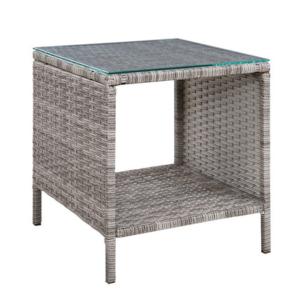 Gardeon Coffee Side Table Wicker Desk Rattan Outdoor Furniture Garden Grey Furniture Kings Warehouse 