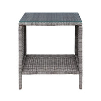 Gardeon Coffee Side Table Wicker Desk Rattan Outdoor Furniture Garden Grey Furniture Kings Warehouse 