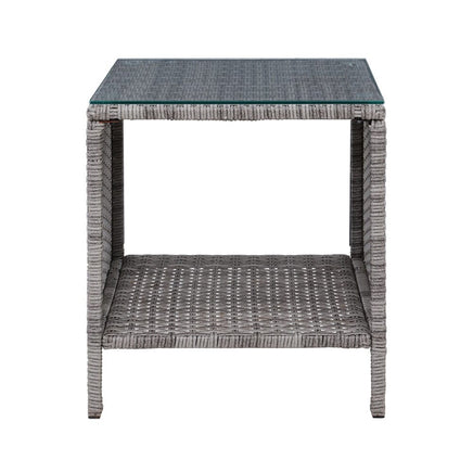 Gardeon Coffee Side Table Wicker Desk Rattan Outdoor Furniture Garden Grey Furniture Kings Warehouse 
