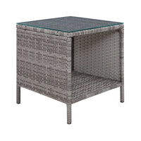 Gardeon Coffee Side Table Wicker Desk Rattan Outdoor Furniture Garden Grey Furniture Kings Warehouse 