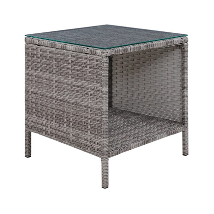 Gardeon Coffee Side Table Wicker Desk Rattan Outdoor Furniture Garden Grey Furniture Kings Warehouse 