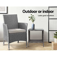 Gardeon Coffee Side Table Wicker Desk Rattan Outdoor Furniture Garden Grey Furniture Kings Warehouse 