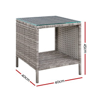 Gardeon Coffee Side Table Wicker Desk Rattan Outdoor Furniture Garden Grey Furniture Kings Warehouse 