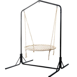 Gardeon Hammock Chair Kids Swing with Stand 100cm - Cream Summer Sale Kings Warehouse