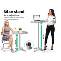 Gardeon Outdoor Bar Table Adjustable Aluminium Round 70/110cm Furniture Kings Warehouse 