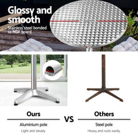 Gardeon Outdoor Bar Table Adjustable Aluminium Round 70/110cm Furniture Kings Warehouse 