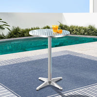 Gardeon Outdoor Bar Table Adjustable Aluminium Round 70/110cm Furniture Kings Warehouse 