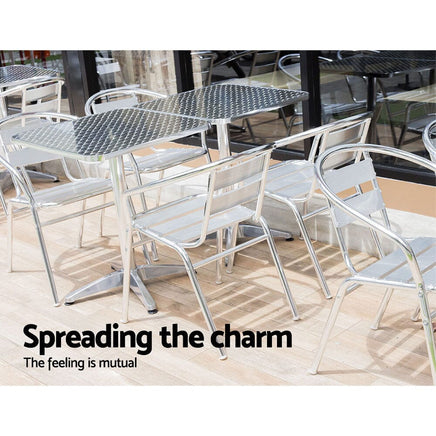 Gardeon Outdoor Bar Table Adjustable Aluminium Square 70/110cm Furniture Kings Warehouse 
