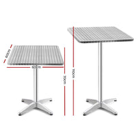 Gardeon Outdoor Bar Table Adjustable Aluminium Square 70/110cm Furniture Kings Warehouse 