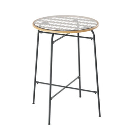 Gardeon Outdoor Bar Table Wicker Dining Bistro Patio Balcony Glass Table Steel Furniture Kings Warehouse 