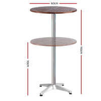 Gardeon Outdoor Bar Table Wooden Cafe Table Aluminium Pole Round Furniture Kings Warehouse 