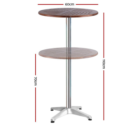 Gardeon Outdoor Bar Table Wooden Cafe Table Aluminium Pole Round Furniture Kings Warehouse 