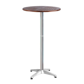 Gardeon Outdoor Bar Table Wooden Cafe Table Aluminium Pole Round Furniture Kings Warehouse 