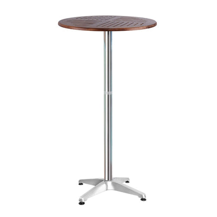 Gardeon Outdoor Bar Table Wooden Cafe Table Aluminium Pole Round Furniture Kings Warehouse 