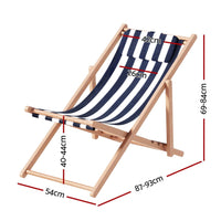 Gardeon Outdoor Deck Chair Wooden Sun Lounge Folding Beach Patio Furniture Blue Furniture Kings Warehouse 