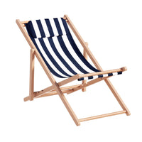 Gardeon Outdoor Deck Chair Wooden Sun Lounge Folding Beach Patio Furniture Blue Furniture Kings Warehouse 