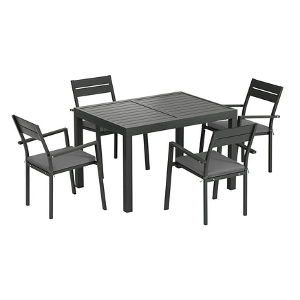 Gardeon Outdoor Dining Set 5 Piece Aluminum Extendable Table Setting Black Furniture Kings Warehouse 