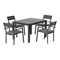 Gardeon Outdoor Dining Set 5 Piece Aluminum Extendable Table Setting Black Furniture Kings Warehouse 