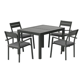 Gardeon Outdoor Dining Set 5 Piece Aluminum Extendable Table Setting Black Furniture Kings Warehouse 