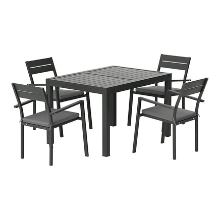 Gardeon Outdoor Dining Set 5 Piece Aluminum Extendable Table Setting Black Furniture Kings Warehouse 