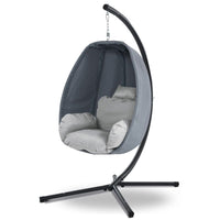Gardeon Outdoor Egg Swing Chair Patio Furniture Pod Stand Canopy Foldable Grey Furniture Kings Warehouse 