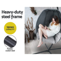 Gardeon Outdoor Egg Swing Chair Patio Furniture Pod Stand Canopy Foldable Grey Furniture Kings Warehouse 
