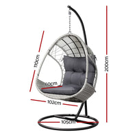 Gardeon Outdoor Egg Swing Chair Wicker Furniture Pod Stand Armrest Light Grey Furniture Kings Warehouse 