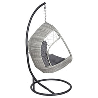 Gardeon Outdoor Egg Swing Chair Wicker Furniture Pod Stand Armrest Light Grey Furniture Kings Warehouse 