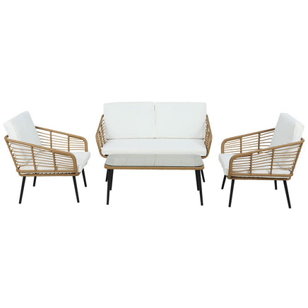 Gardeon Outdoor Furniture Sofa Set 4 Piece Rattan Lounge Set Table Chairs Kings Warehouse 