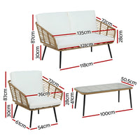 Gardeon Outdoor Furniture Sofa Set 4 Piece Rattan Lounge Set Table Chairs Kings Warehouse 