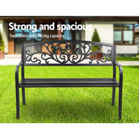 Gardeon Outdoor Garden Bench - Black Summer Sale KingsWarehouse 