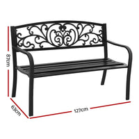 Gardeon Outdoor Garden Bench - Black Summer Sale KingsWarehouse 