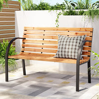 Gardeon Outdoor Garden Bench Seat 120cm Wooden Steel 2 Seater Patio Furniture Natural Furniture Kings Warehouse 