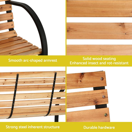 Gardeon Outdoor Garden Bench Seat 120cm Wooden Steel 2 Seater Patio Furniture Natural Furniture Kings Warehouse 