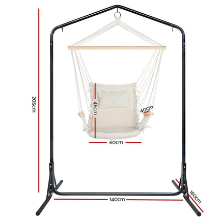 Gardeon Outdoor Hammock Chair with Stand Swing Hanging Hammock Garden Cream Big Discounts on Christmas Entertaining Kings Warehouse 