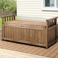 Gardeon Outdoor Storage Bench Box Wooden Garden Toy Tool Sheds Patio Furniture Brown Furniture Kings Warehouse 