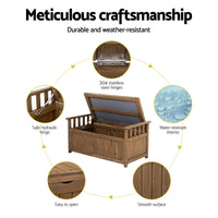 Gardeon Outdoor Storage Bench Box Wooden Garden Toy Tool Sheds Patio Furniture Brown Furniture Kings Warehouse 