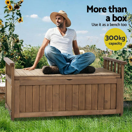 Gardeon Outdoor Storage Bench Box Wooden Garden Toy Tool Sheds Patio Furniture Brown Furniture Kings Warehouse 