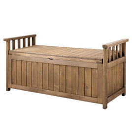 Gardeon Outdoor Storage Bench Box Wooden Garden Toy Tool Sheds Patio Furniture Brown Furniture Kings Warehouse